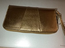 Metallic Gold Zippered Wallet/Evening Clutch Brand New