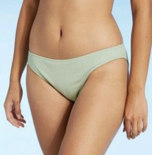 Xhilaration Juniors Textured Cheeky Bikini Bottom Green Large 8-10 NWT
