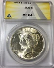 1923 P Philadelphia Peace Silver Dollar Choice Mint State MS64 ANACS Well struck