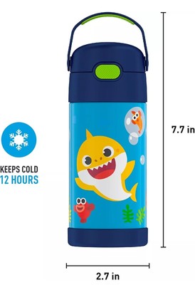THERMOS FUNTAINER 12 Ounce Stainless Steel Vacuum Insulated Kids Straw Bottle, B
