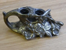 Vintage Made In Japan Lipstick Caddy Holder cast metal rose flower pattern