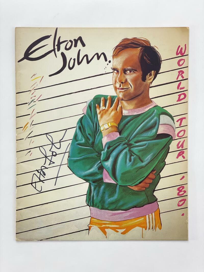 ELTON JOHN SIGNED AUTOGRAPH 1980 WORLD TOUR PROGRAM BOOK