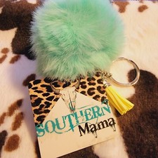 Southern Mama Handmade Western Pom Pom Tassel Keychain Custom Key Ring