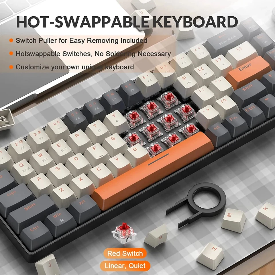 Wireless Mechanical Gaming Keyboard Hot Swapp PC Mac Console Compatible Quality - Image 3 of 4