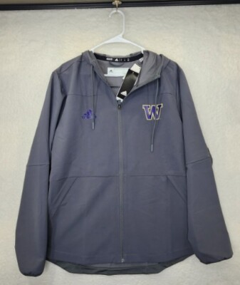Washington Huskies Jacket Adidas Gray Full Zip Windbreaker