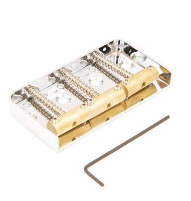Tone Ninja 1/2 size Telecaster Bridge, Brass Saddles, USA Made Chrome