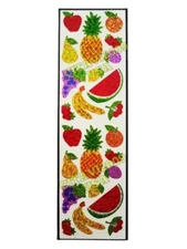 HAMBLY STUDIOS PRISMATIC STICKERS FRUIT FOOD BANANA PEAR ORANGE  VINTAGE RARE.