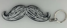2018 Holmes & Watson Black & White Mustache Keychain Key Ring Fob