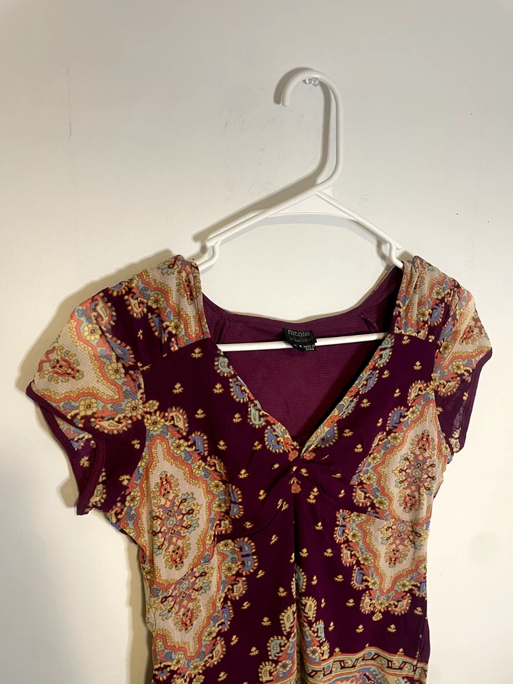Top forrado geométrico púrpura Nicole by Nicole Miller Y2K talla M Foto 3 de 4