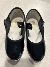 LEO's 808W Tap Dance shoes Black patent leather laces Tempo 8 M Girl TODDLER