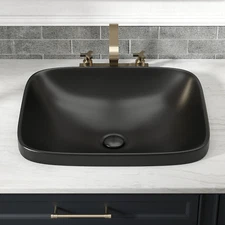 Los Flexi 17" x 15" Matte Black Semi Recessed Sink with Drain and Two Covers