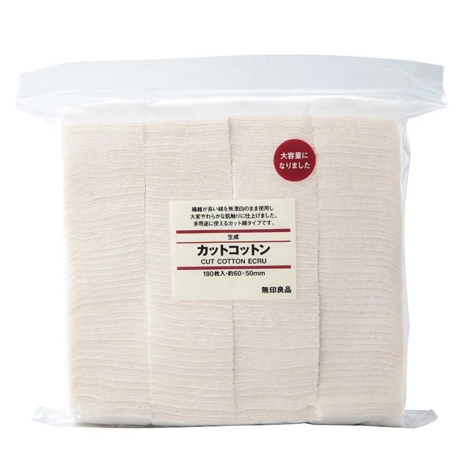 MUJI] Organic and Unbleached Cut Facial Cotton Pads 180pcs JAPAN NEW