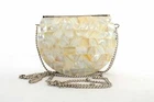 Mother of Pearl Gold Look women's Fashionable Hand Bag Metal Clutch Sling Bag