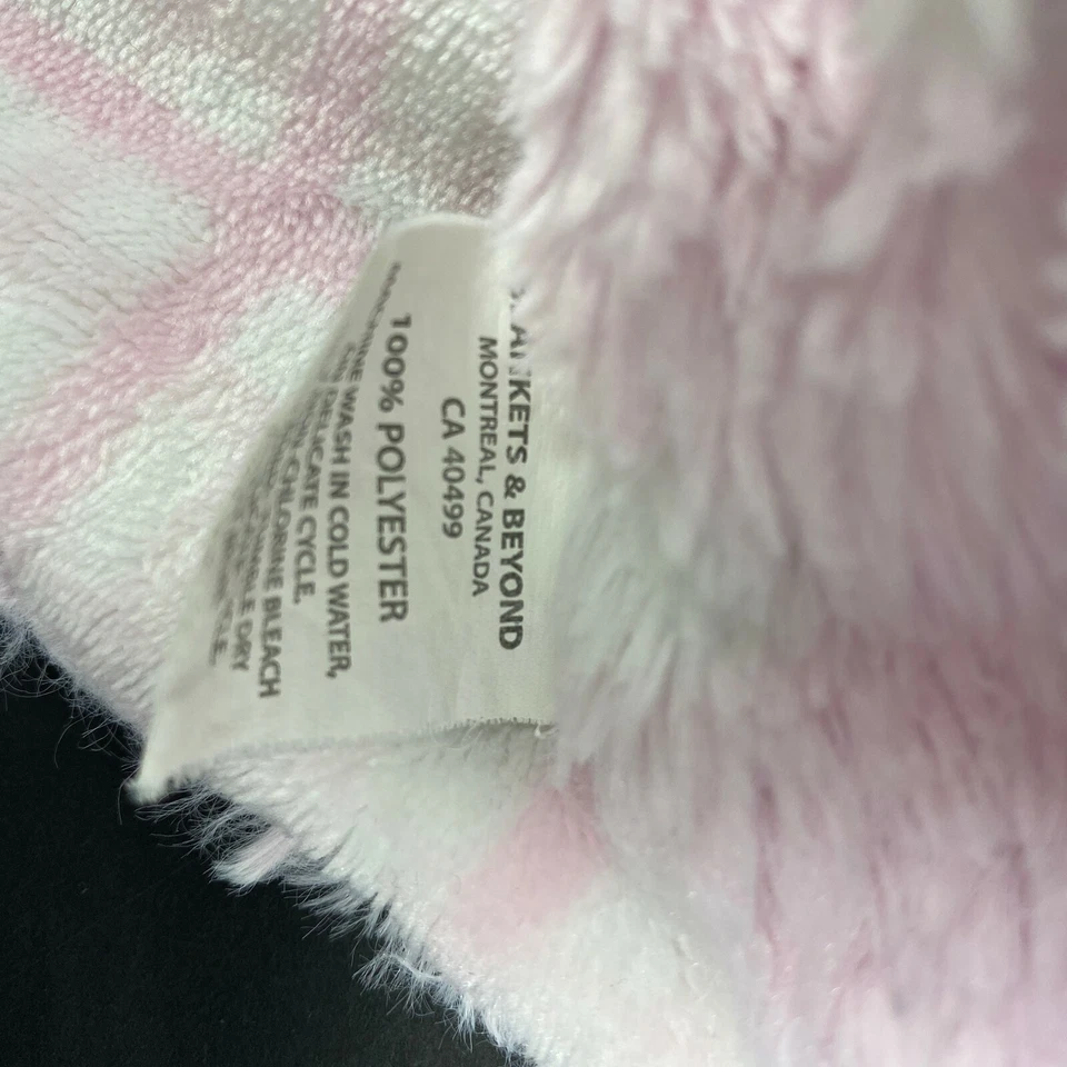 Одеяло детское Blankets & Beyond розовое белое в горошек клетчатое мохнатое меховое двустороннее - Изображение 4 из 4