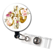 Floral Kidney ID Badge Reel Holder Clip Holder Retractable Nurse Cute RN