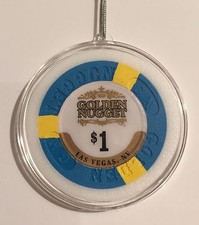 Golden Nugget Casino Las Vegas $1 Chip Christmas Tree Ornament Holiday Hanging