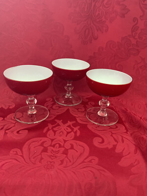 FLAWLESS Glass MURANO Italy Crystal CARLO MORETTI 3 CHAMPAGNE SHERBET COCKTAILS