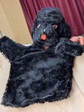 VINTAGE STEIFF GERMANY SNOBBY BLACK POODLE WITH EAR BUTTON HAND PUPPET