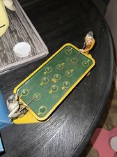 VINTAGE WINDING MECHANICAL LITHO TIN TOY POOL TABLE BILLIARD No Box