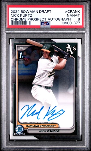 2024 BOWMAN DRAFT CHROME PROSPECT AUTOGRAPHS CPANK NICK KURTZ PSA 8 1377