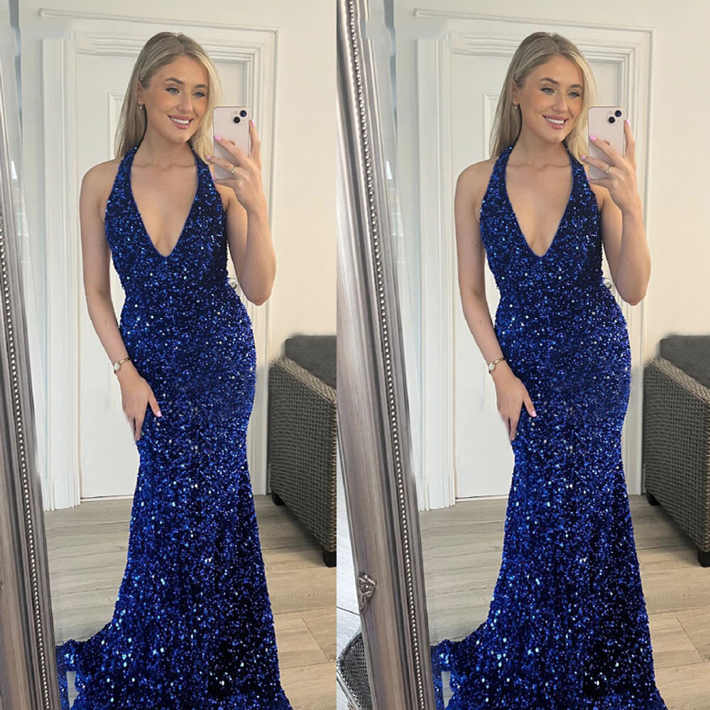 dress blue bravos ribbon placement Light Blue Sequin Prom Dresses with Slit Mermaid Spaghetti Strap Forma –  vigocouture main image 0