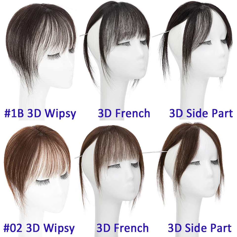 Clip in Pony Remy Echthaar Fransen Vordere Haarteil Haarverlängerung Luft Bangs - Bild 3 von 4