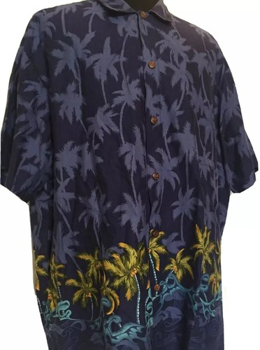 Hilo Hattie Hawaiian Shirt Mens 3XL Blue Palm Trees Cotton - Bild 2 von 7