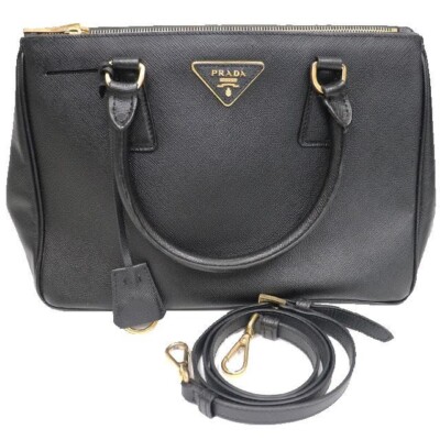 Prada PRADA 2way Tote Bag Handbag Saffiano Leather Diagonal Black