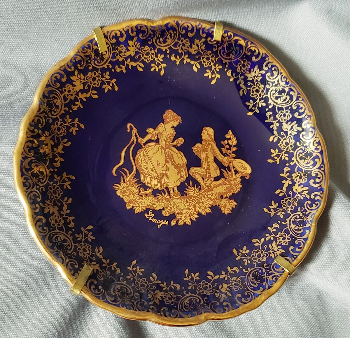 Vtg LIMOGES Veritable Porcelaine D'Art Cobalt Blue 4
