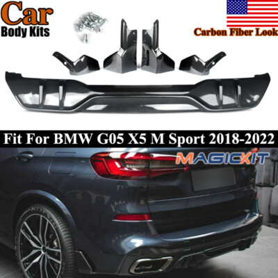 Fits 2018-22 BMW G05 X5 M Sport Rear Diffuser Lip MP Style Carbon Fiber Painted