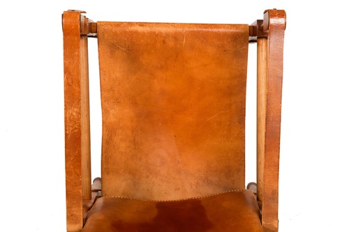 Mid-Century Modern Leather and Oak "Safari" Chair by Wilhelm Kienzle, circa 1950 - Picture 20 of 23