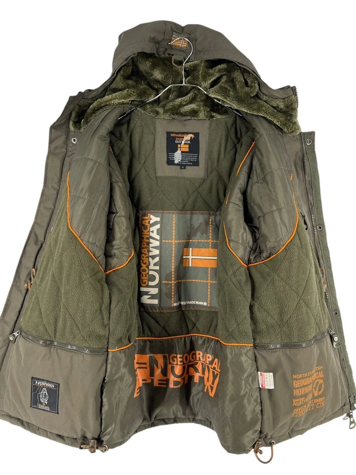 Geographical Norway Hooded Parka Jacket Coat Men's SIZE S - Image 3 of 4