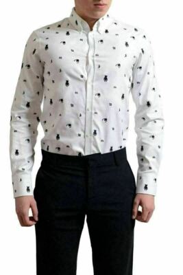 Dsquared2 Men's Multi-Color Graphic Button Down Casual Shirt US S