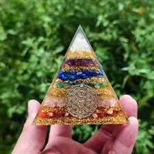 7 Chakra Orgone Pyramid Natural Gemstone Orgonite Pyramid Home Decoration