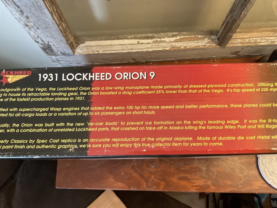 Liberty Classics 1931 Lockheed Orion #9 Die Cast Metal Bank in Box Unused - Image 2 of 4