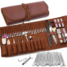 Leather Working Tools Leather Craft Tools for Carving Stamping Sewing Punchin...