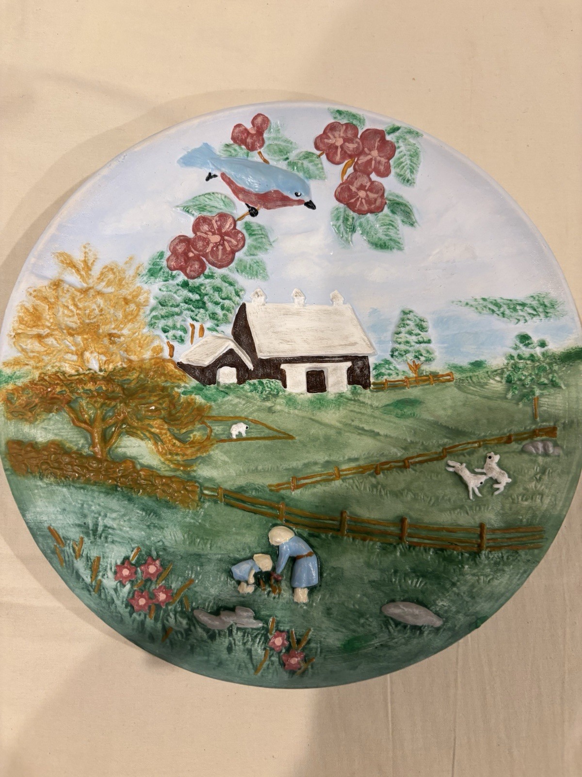Vintage 4 Season Plates 1980 Byron Molds Hand Painted 3D Farmhouse Americana(4)