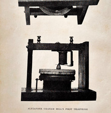 1910 Alexander Graham Bell's First Telephone Invention History Print F17H