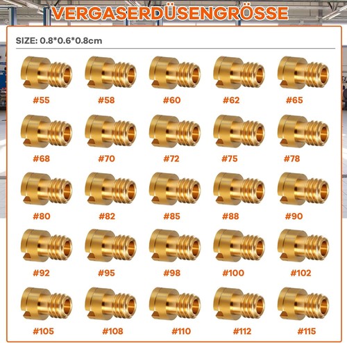 25x Hauptdüse 55-115 M6 für Dellorto & Mikuni Vergaser 6mm Hauptdüsen Rzwtzatbgf - Bild 7 von 8