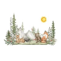 Wall Decal, Hand-Painted Xxl Wall Sticker With Animals In A Forest Style For Chi