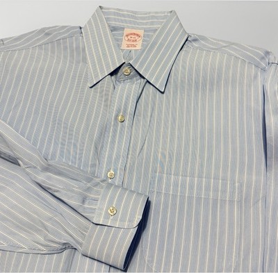 NWOT Brooks Brothers Tradition Fit Mens 16-33 Button Up Dress Shirt Stripes Blue