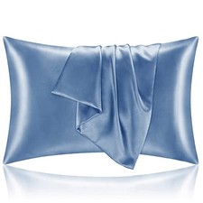 BEDELITE Satin Pillowcase 2 Pack 20x26 Airy Blue Hair Skin Envelope Closure