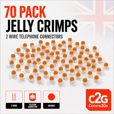 70er PACK 2 DRAHT TELEFON JELLY CRIMPS TELEKOMMUNIKATIONSSTECKER wie von BT Virgin verwendet