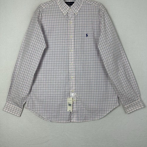 Ralph Lauren Herren Hemd Classic Fit Button Down Rosa Blau Weiß Kariert Größe L Neu mit Etikett - Bild 4 von 14