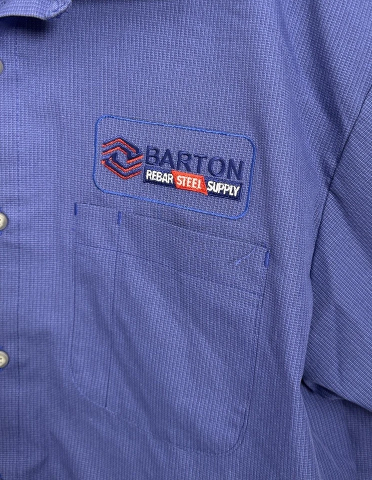 Mens Vintage Work Shirt Large Blue Check Cintas Short Sleeve - Image 3 of 4