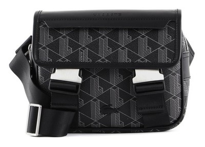 LACOSTE The Blend Messenger Bag Tasche Allover Monogram Noir Gris