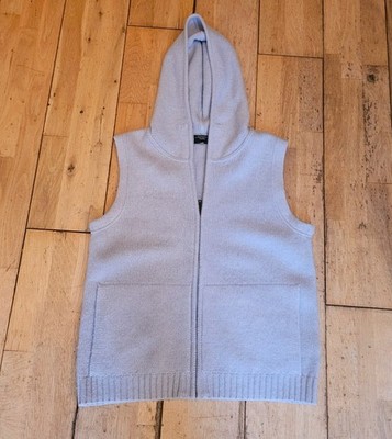 Max Mara Weekend Small 8/10 hellblau Wolle ärmellos Reißverschluss Pullover Kapuze Cardigan