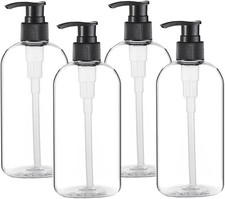 Empty Plastic Pump Bottles Dispenser 4 Pack 16oz/500ml Portable Clear