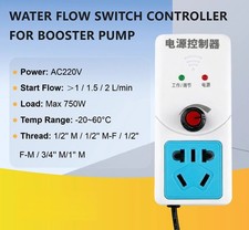 Water Flow Switch Controller Booster Pump 1 Inch Inline Sensor Auto Start AC220V