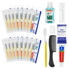 Personal Hygiene Kit Bulk Pack of 30,Yellow Basic Travel Toiletry Set Disposa...